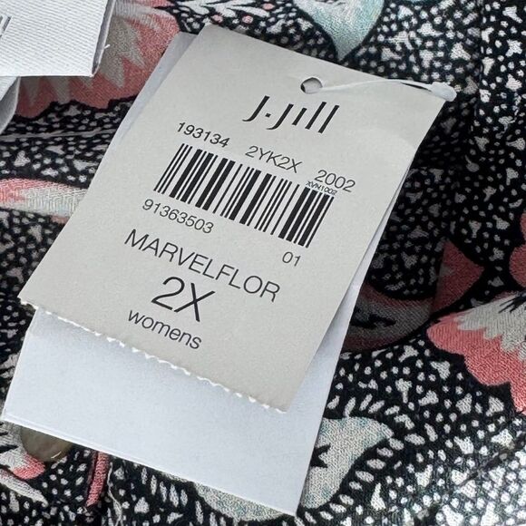 J. Jill NWT Marvel Black/White Pink Floral Tunic Sz 2X - Picture 6 of 11